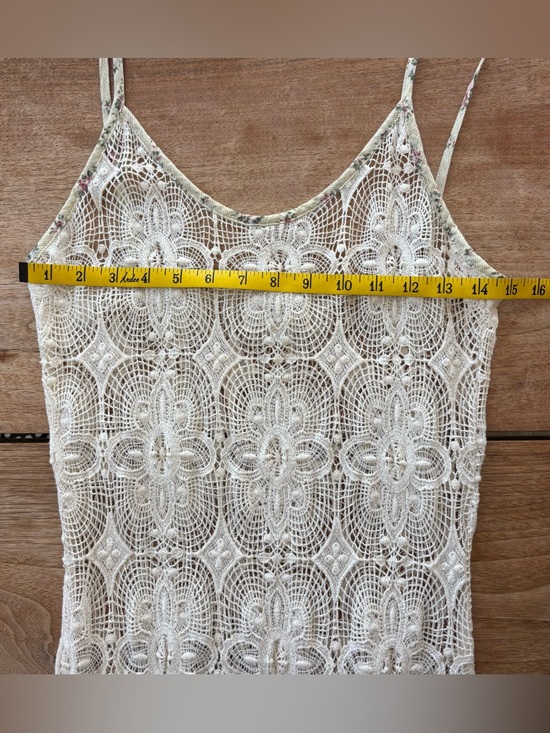 American Vintage Crochet Maxi Slip Dress Women’s Small Cream with Floral trim - Picture 9 of 16